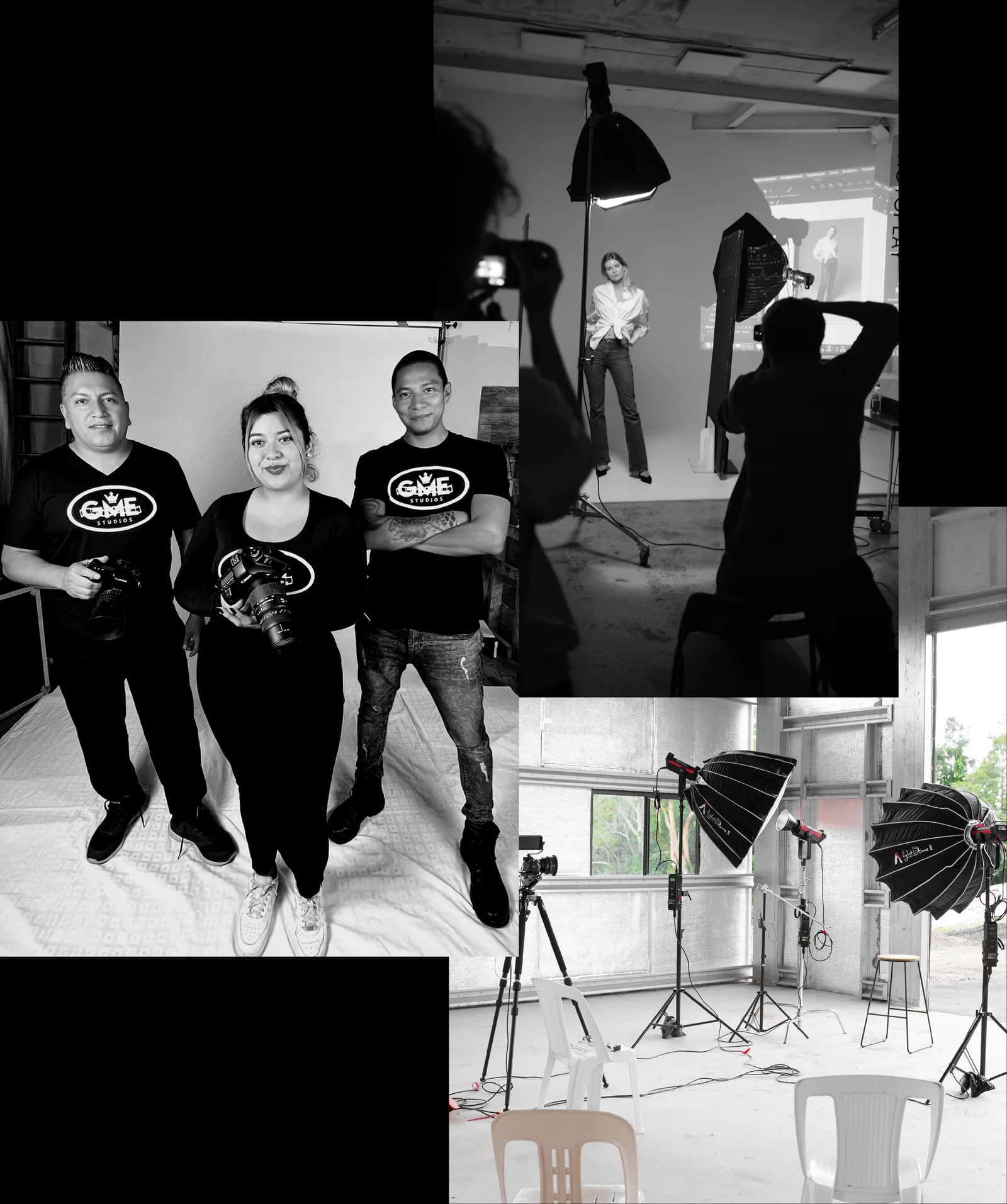 The GME Studios team in the studio, with their cameras